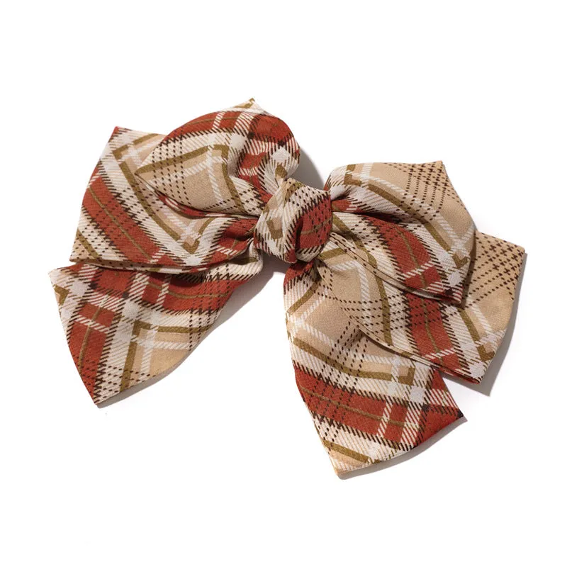 Women's Hair Band Plaid Bow Student Barrettes