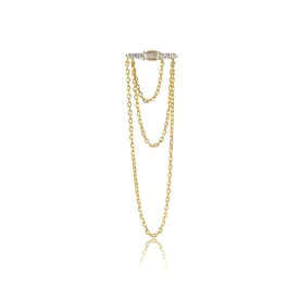 XL Horizontal Baguette 3 Chains Stud Earring